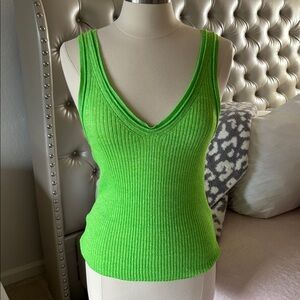 J. Crew Bright Green Ribbed Sweater Tank